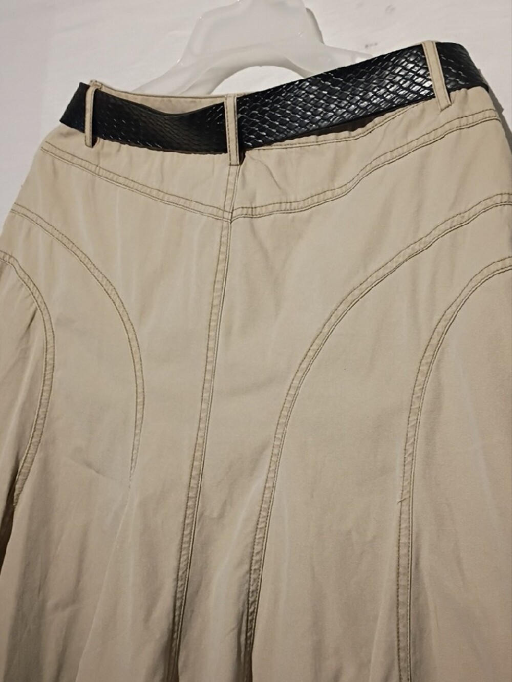 Tan Cotton Western Circle Skirt with Black Belt And Fancy Stitching, 10, NWOT - Picture 10 of 13